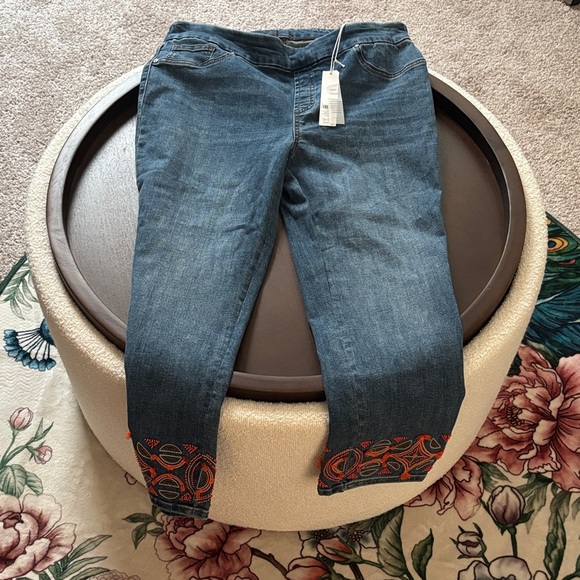 Chico's Blue Jeans with Colorful Embroidery - Picture 1 of 3